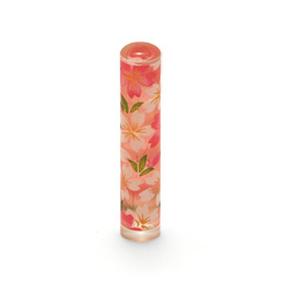 おしゃれはんこ和紙柄A-1015白桜花柄桃地　ケースなし